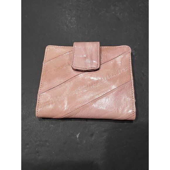 Eel Skin Small Bi-Fold Wallet Vintage 1980s Pink - Picture 1 of 3